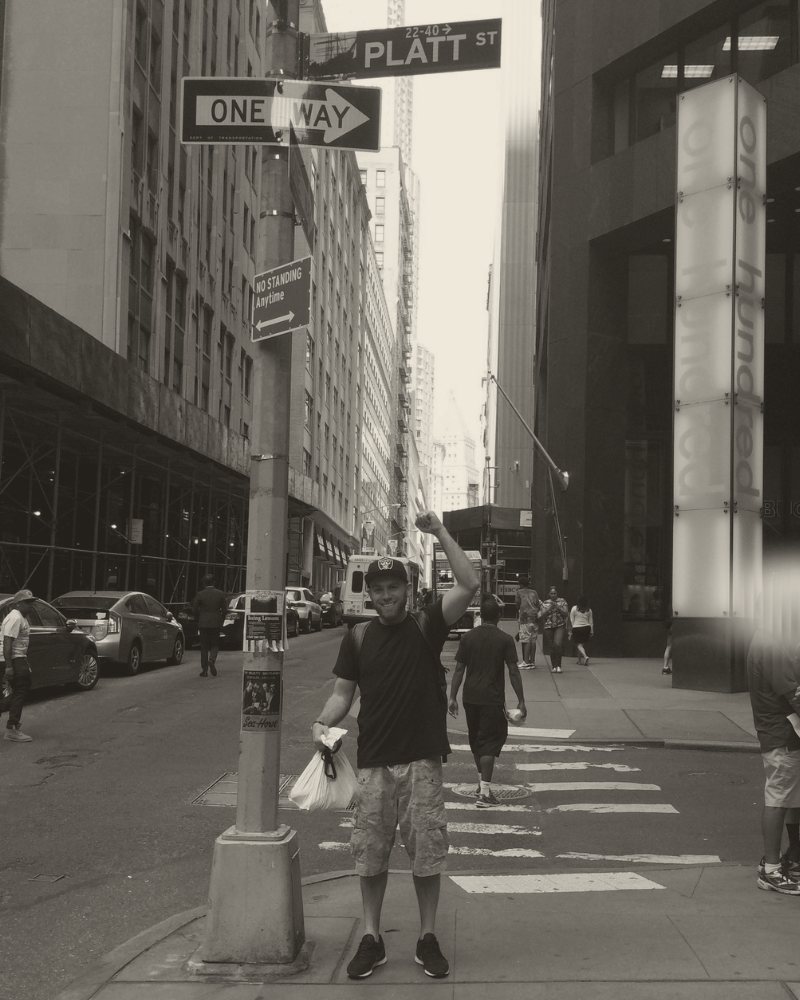 On the corner of Platt Street in NYC's financial district