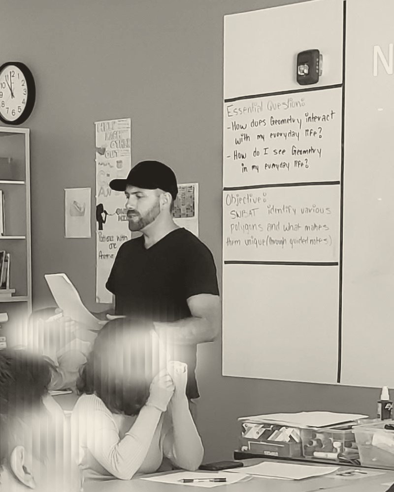 Teaching a geometry lesson in an East Oakland classroom